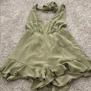 Trixxi Olive Green Halter Romper